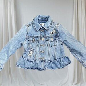 Gap Kids Disney Girls Ruffle Denim Jean Jacket 101 Dalmatian Character Size 4T
